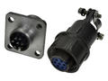 Connector; C05/7p; 7 ways; solder; 0,5mm2; 8mm; cable socket & panel mounted plug; 14mm; grey; blue; 5A; Connfly; RoHS