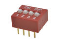 Przełącznik; DIP switch; 4 tory; DIPS4CD; czerwony; przewlekany (THT); h=5,5 + suwak 1,1mm; 25mA; 24V DC; biały; KLS; RoHS