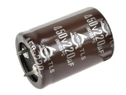 Capacitor; SNAP-IN; electrolytic; 220uF; 450V; TLS; TLS450VS220M; 20%; fi 25,4x35mm; 10mm; through-hole (THT); bulk; -25...+105°C; 3000h; Samyoung; RoHS