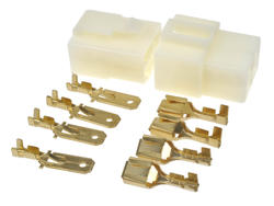 Connector; 6,3x0,8mm; flat male/female; insulated; ZKPI63W4pT; white; straight; for cable; 1,5mm2; crimped; 4 ways; Talvico