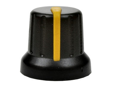 Gałka; N4; 6mm; żółty; czarny; fi 16/12mm; 14mm; plastik; Elzar