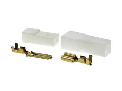 Connector; 6,3x0,8mm; flat male/female; insulated; ZKPI63W1p; white; straight; for cable; 1,5mm2; crimped; 1 way