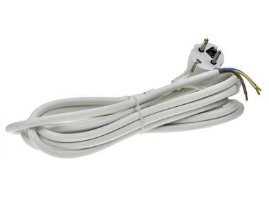 Cable; power supply; S14325; CEE 7/7 angled plug; wires; 5m; white; 3 cores; 1,50mm2; Emos; PVC; round; stranded; Cu; RoHS