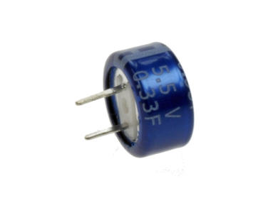 Capacitor; electrolytic; gold cap; 0,33F; 5,5V; SE-5R5-D334VYC; 20%; diam.13,5x7,5mm; 5mm; horizontal; through-hole (THT); -25...+70°C; 75Ohm; 1000h; Kamcap; RoHS