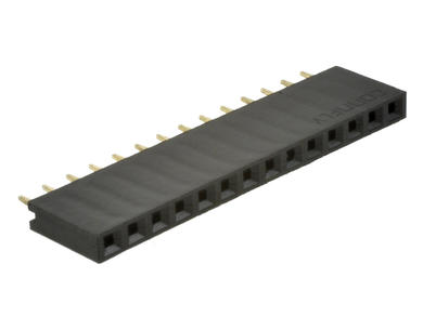 Socket; pin; PBS14S; 2,54mm; black; 1x14; straight; 8,5mm; 3mm; through hole; gold plated; RoHS