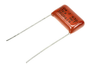 Capacitor; polyester; MKT; 100nF; 630V DC/250V AC; PCMT369; PCMT369FCU104; 5%; 6x12x18mm; 15mm; bulk; -55...+105°C; Pilkor; RoHS