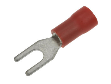 Cord end terminal; M3; fork; insulated; KWIM3R; red; straight; for cable; 0,5÷1,5mm2; crimped
