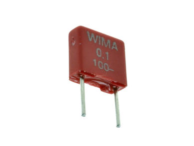 Capacitor; polyester; MKT; 100nF; 100V DC/63V AC; MKS2; MKS2D031001A00KSSD; 10%; 2,5x6,5x7,2mm; 5mm; bulk; -55...+100°C; Wima; RoHS