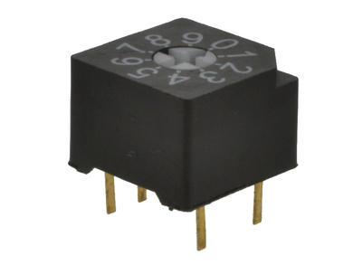 Encoding switch; rotary; DEC/BCD; RS10; 10 positions; through hole; without knob; white; black