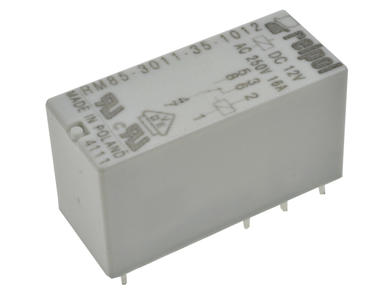 Przekaźnik; elektromagnetyczny miniaturowy; RM85-3011-35-1012 AgSnO2; 12V; DC; 1 styk przełączny; 16A; 250V AC; 24V DC; do druku (PCB); do gniazda; Relpol; RoHS