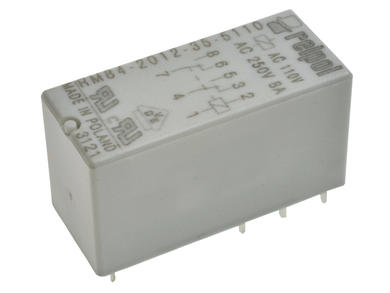 Przekaźnik; elektromagnetyczny miniaturowy; RM84-2012-35-5110; 110V; AC; 2 styki przełączne; 8A; 240V AC; 8A; 24V DC; do druku (PCB); do gniazda; Relpol; RoHS