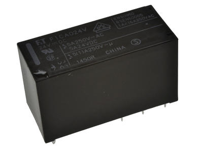 Relay; electromagnetic miniature; FTR-F1CA024V; 24V; DC; DPDT; 5A; 250V AC; 5A; 24V DC; PCB trough hole; Fujitsu Takamisawa; RoHS