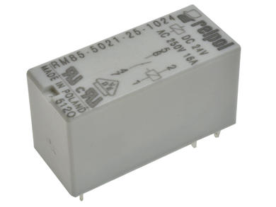 Przekaźnik; elektromagnetyczny miniaturowy; RM85-5021-25-1024 inrush; 24V; DC; 1 styk zwierny; 16A; 250V AC; 16A; 24V DC; do druku (PCB); do gniazda; Relpol; RoHS