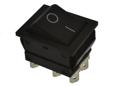 Switch; rocker; H1560AABB602A; ON-ON; 2 ways; black; no backlight; bistable; 4,8x0,8mm connectors; 22x30mm; 2 positions; 16A; 250V AC; Arcolectric