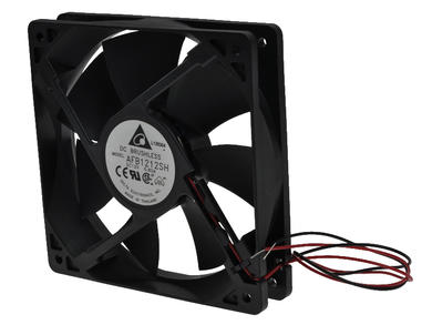 Fan; AFB1212SH; 120x120x25mm; ball bearing; 12V; DC; 6,36W; 192m3/h; 46,5dB; 0,53A; 3400RPM; 2 wires; Delta Electronics; RoHS