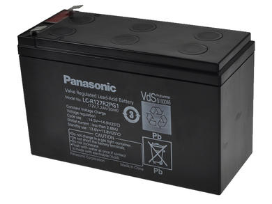 Akumulator; kwasowy bezobsługowy AGM; LC-R127R2PG1; 12V; 7,2Ah; 151x65x94(100)mm; konektor 6,3 mm; Panasonic; 2,47kg; 6÷9 lat