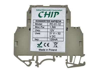 Voltage converter; PC-01-12; 1,5W; 21÷32V DC; 12V DC; 125mA; DC/DC; DIN Rail; CHIP; RoHS