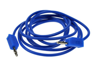 Test lead; 22.050.100.5; 2x banana plug; 2mm; 1m; PVC; 0,5mm2; blue; 10A; 60V; gold plated brass; Amass; 3.105