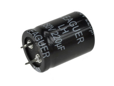 Capacitor; electrolytic; SNAP-IN; 220uF; 350V; LHS; KE 220350/25x35Lt; 20%; fi 25,4x35mm; 10mm; through-hole (THT); bulk; -25...+105°C; 2000h; Leaguer; RoHS