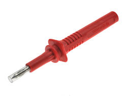Test probe; 20.212.1; red; 4mm; pluggable (4mm banana socket); 20A; 1000V; 132,5mm; with fuse; safe; nickel plated brass; PA; Amass; RoHS