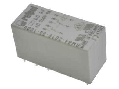 Relay; electromagnetic miniature; RM84-2012-35-1009; 9V; DC; DPDT; 8A; 250V AC; 8A; 24V DC; PCB trough hole; for socket; Relpol; RoHS
