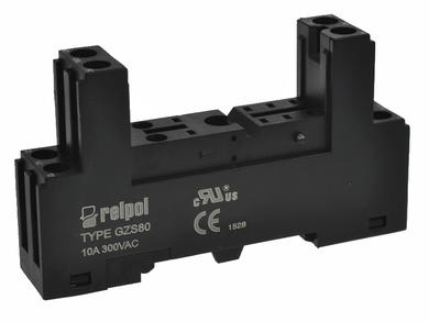 Relay socket; GZS80 BL; DIN rail type; panel mounted; black; without clamp; Relpol; RoHS; 40.52; 40.61; HF115; RM84; RM85; RM94