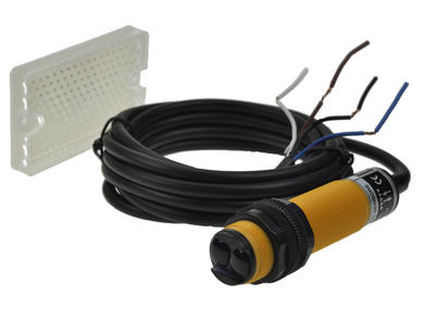 Czujnik; fotoelektryczny; G18-R2NH; NPN; NO/NC; refleksyjny (z lustrem); 2m; 10÷30V; DC; 200mA; cylindryczny plastikowy; z przewodem 2mb; Greegoo; RoHS