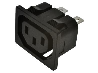 Socket; AC power; IEC C13 IBM; 302SN; straight; for panel; snap; 10A; 250V; 6,3x0,8mm connector; RoHS