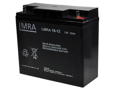 Akumulator; kwasowy bezobsługowy AGM; LMRA 18-12P; 12V; 18Ah; 181x77x167mm; śruba M5; LMRA; 4,56kg; 3÷5 lat