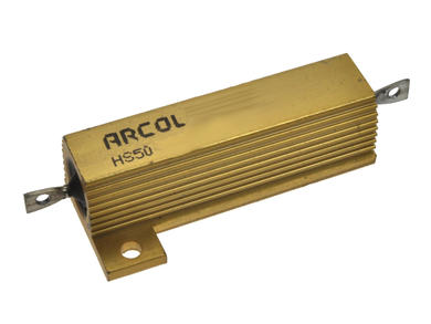 Resistor; wire-wound with heatsink; R50W5%47R; solder; screw with a nut; 50W; 47ohm; 5%; Aluminium; axial; 49,1x29,7x14,8mm; HS50-47RJ; Arcol; RoHS