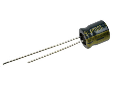 Capacitor; Low Impedance; electrolytic; 100uF; 16V; SLR101M1CE07M; diam.6,3x7mm; 2,5mm; through-hole (THT); bulk; Jamicon; RoHS