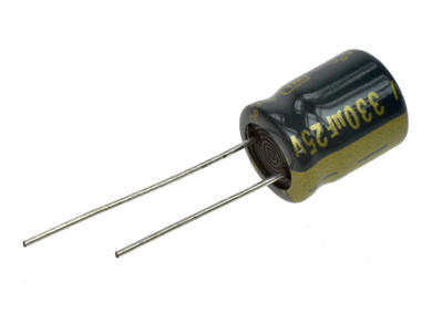 Capacitor; electrolytic; Low Impedance; 330uF; 25V; WLR331M1EGBCM; diam.10x12,5mm; 5mm; through-hole (THT); bulk; Jamicon; RoHS