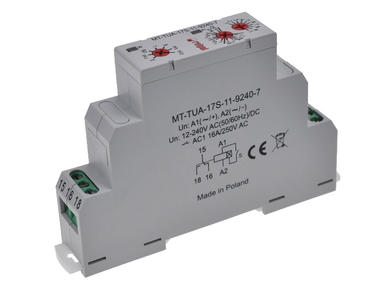 Przekaźnik; czasowy; MT-TUA-17S-11-9240-7; 12÷240V; AC; DC; wielofunkcyjny; 1 styk przełączny; 10A; 150V AC; 24V DC; 10A; na szynę DIN35; Relpol; RoHS Przekaźnik; czasowy; MT-TUA-17S-11-9240-7; 12÷240V; AC; DC; wielofunkcyjny; 1 styk przełączny; 10A; 150V AC; 24V DC; 10A; na szynę DIN35; Relpol; RoHS
