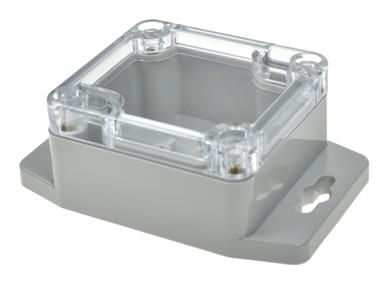 Enclosure; multipurpose; G201CMF; polycarbonate; 65mm; 58mm; 35mm; IP65; light gray; mounting flange; transparent lid; Gainta; RoHS