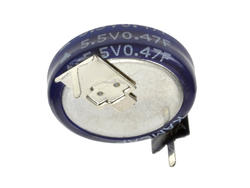 Kondensator; elektrolityczny; podtrzymania napięcia; 0,47F; 5,5V; SE-5R5-D474VYH; 20%; 5,5x19,5; 19,5mm; poziomy; przewlekany (THT); -25...+70°C; 22Ohm; 1000h; Kamcap; RoHS