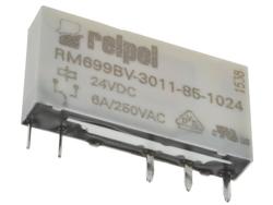 Przekaźnik; elektromagnetyczny miniaturowy; RM699BV-3011-85-1024; 24V; DC; 1 styk przełączny; 6A; 250V AC; do druku (PCB); do gniazda; Relpol; RoHS