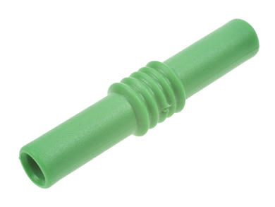 Connecting plug; Amass; 26.410.4; (F/F) 2x banana socket 4mm; green; 42mm; 19A; 60V; nickel plated brass; PVC; RoHS