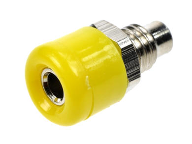 Banana socket; 2,5mm; 24.107.3; yellow; solder; 15mm; 10A; 60V; nickel plated brass; ABS; Amass; RoHS