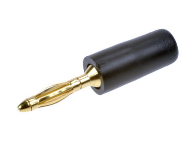 Wtyk bananowy; 2mm; 25.203.2; czarny; 26,5mm; lutowany; 10A; 60V; mosiądz złocony; PE; Amass; RoHS