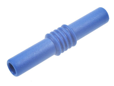 Connecting plug; Amass; 26.410.5; (F/F) 2x banana socket 4mm; blue; 42mm; 19A; 60V; nickel plated brass; PVC; RoHS