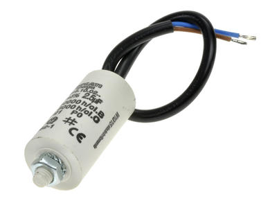 Capacitor; motor; 2,5uF; 425V; 4.16.10.02.14; fi 28x55mm; screw; with cable; Ducati; RoHS; screw