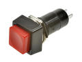 Przełącznik; przyciskowy; PBS12BR; OFF-(ON); czerwony; bez podświetlenia; do lutowania; 2 pozycje; 1A; 250V AC; 12mm; 31mm