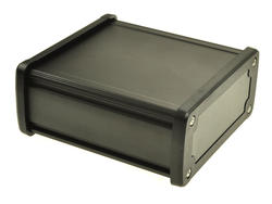 Enclosure; multipurpose; ALUG705BK110-BK; aluminum; 115,1mm; 119mm; 51,6mm; black; black polycarbonate ends; Gainta; RoHS