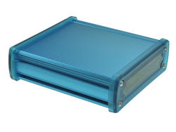 Obudowa; uniwersalna; ALUG704BU110-CBU; aluminium; 113,7mm; 119mm; 35,2mm; niebieski; zaślepki poliwęglanowe transparentne niebieskie; Gainta; RoHS