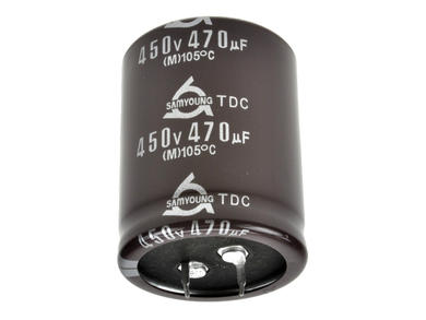 Capacitor; SNAP-IN; electrolytic; 470uF; 450V; TDC; TDC450VN470M; 20%; diam.35c45mm; 10mm; through-hole (THT); bulk; -25...+105°C; 2000h; Samyoung; RoHS