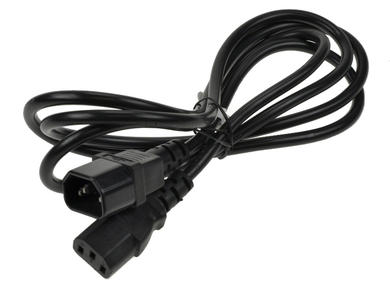 Kabel; przedłużacz; PK-3WP1,8; wtyk IEC C14 IBM prosty; gniazdo IEC C13 IBM proste; 1,8m; czarny; 3 żyły; 0,75mm2; PVC; okrągły; linka; Cu