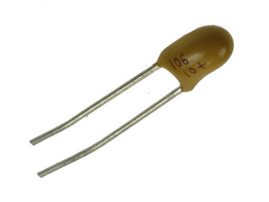 Kondensator; tantalowy; 10uF; 10V; przewlekany (THT); fi 5mm; 5mm; luzem; Suntan; RoHS