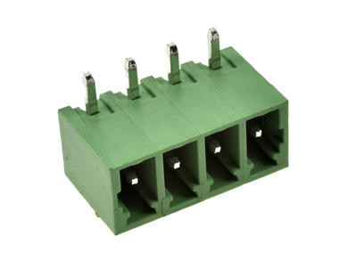 Terminal block; EDR-3.81-04P; 4 ways; R=3,81mm; 7mm; 8A; 300V; through hole; angled 90°; closed; green; KLS; RoHS; STL1550