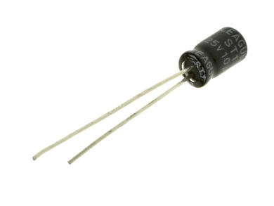 Kondensator; elektrolityczny; 10uF; 25V; ST1; ST11E100M0407F; fi 4x7mm; 2,5mm; przewlekany (THT); taśma; Leaguer; RoHS