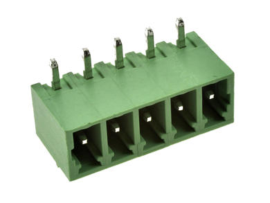 Terminal block; EDR-3.81-05P; 5 ways; R=3,81mm; 7mm; 8A; 300V; through hole; angled 90°; closed; green; KLS; RoHS; STL1550